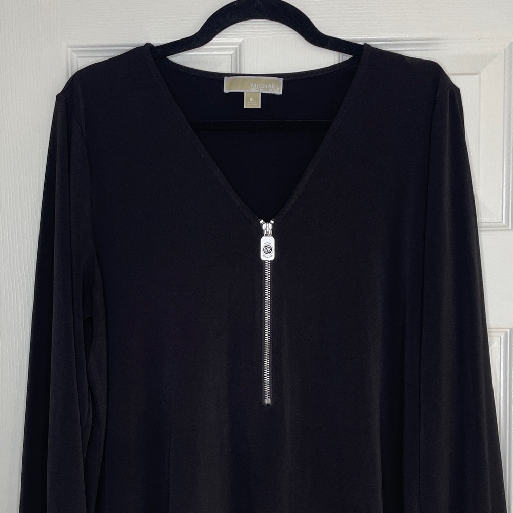 Michael Kors Black Long Sleeve Top with Zipper